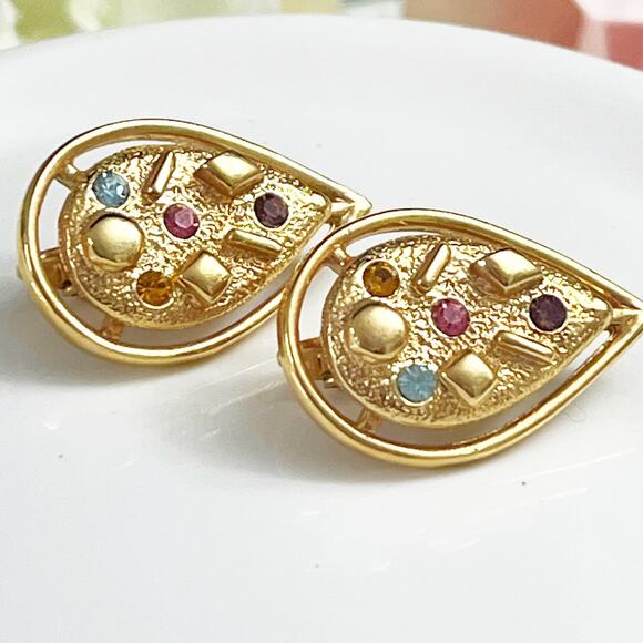 Sarah Coventry Vintage "Sara Zade" Clip Rhinestone Earrings - Picture 4 of 5